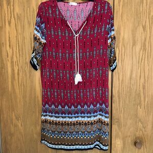 Halife Dress Large Floral Bright‎ Tassel Gypsy Bohemian Lightweight